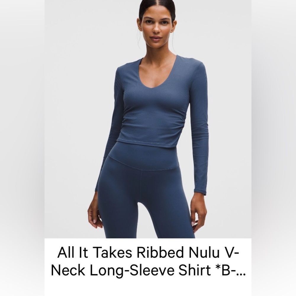 lululemon athletica “all it takes” ribbed deep v neck  Long Sleeve Top